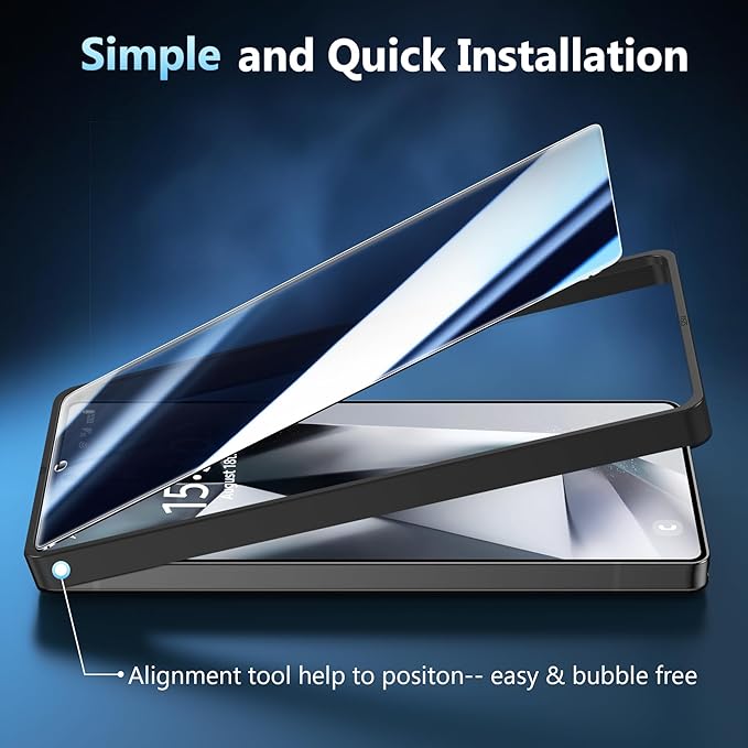 2 Pack for Samsung Galaxy S24 Ultra Privacy Screen Protector Tempered Glass, Anti-Spy, Full Coverage, S24 Ultra Accessories, Case Friendly, Easy Installation