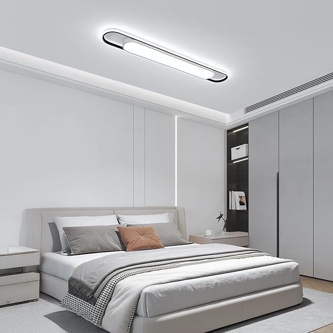 4Ft Cool White Modern LED Ceiling Lighting,65W Metal Linear Ceiling Lamp,6500K High Brightness Simple Long Light for Kitchen Dining Living Room Laundry, Garage Cloakroom Lighting (48Inch)