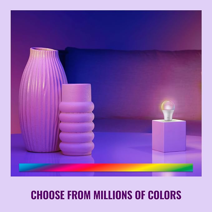 WiZ Connected LED Smart Light Bulbs, Sunset to Sunrise Automation + Motion Detection + Control with Voice or App, Full Color A19 60W 800LM E26 Indoor, Matter Compatible - 6 Pack