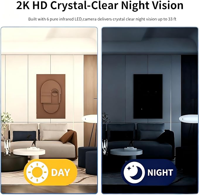 2K Indoor Robot Camera, 2.4G WiFi Security Indoor Camera for Baby Pet