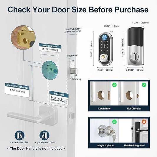 Smart Deadbolt, SMONET Fingerprint Electronic Deadbolt Door Lock with Keypad-Bluetooth Keyless Entry Front Door Digital Keypad App Control, Ekeys Sharing, App Monitoring Auto Lock for Homes and Hotel