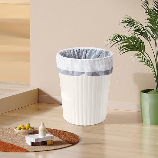 Small Platic 2 Gallon Trash Can - Compact Wastebin for Bathroom, Kitchen, Office, Home Use - Beige
