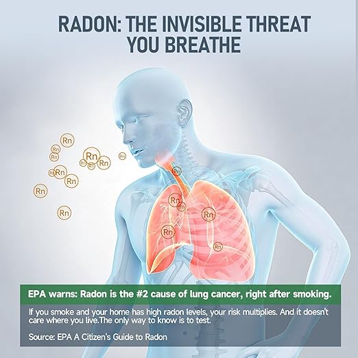 Radon Detector for Home, Pulse Ionization Sensor with 10-Min Results,Long-Term Continuous Monitoring,Radon Monitor with 508 Days Data SD Card,Anti-Interference Radon Tester (Silver-Standard Edition)