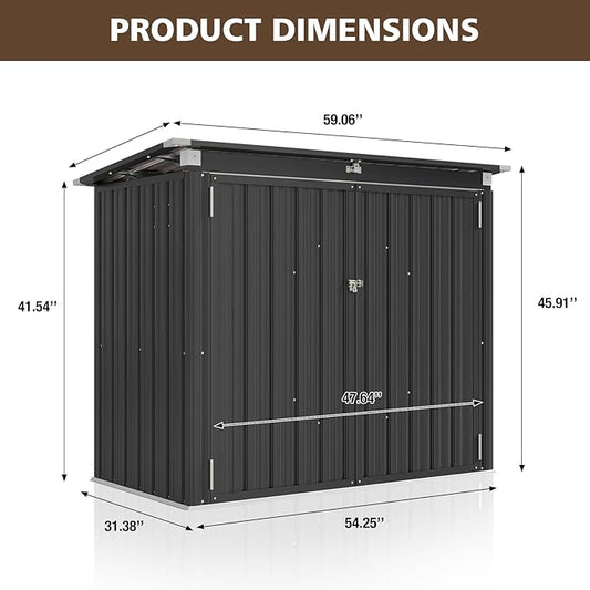 Outdoor Trash Can Storage Shed - Metal Waterproof Outdoor Garbage Can Organizer with Chain Lid, Ideal for Trash Bins, Toys, Garden Tools for Garden/Backyard/Patio