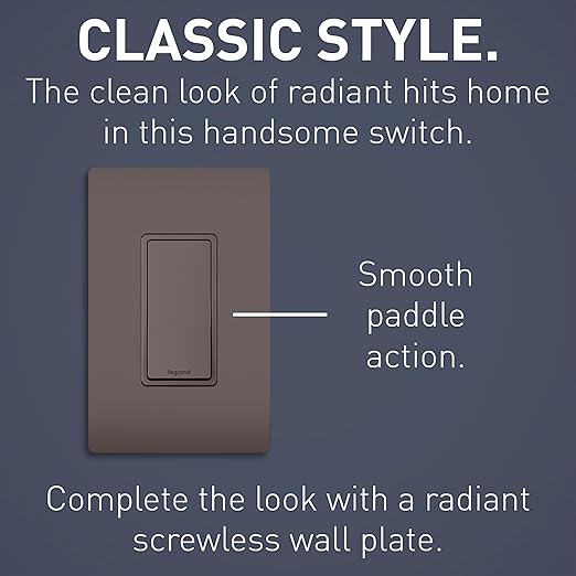 Legrand radiant TM874 15 Amp Rocker Wall Switch, 4-Way Decorator Light Switches, Brown (1 Count)