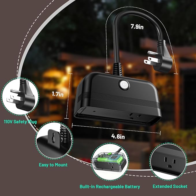 Power Failure Alarm WiFi, Outdoor Power Outage Alarm with App Alert & Loud 110dB, Smart Power Outlet Alarms for Freezer, Sump Pump, Auto Drip Irrigation, Greenhouse, Pond Pump