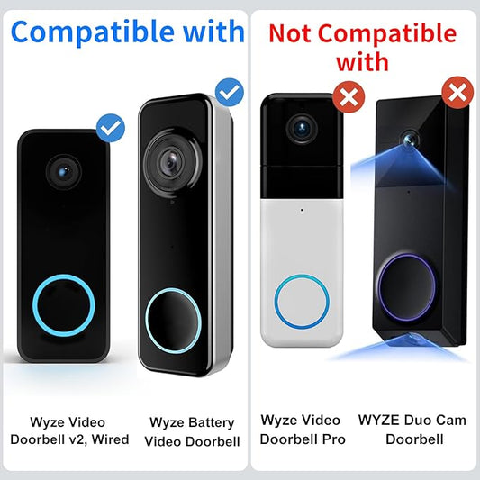 Doorbell Mount for Wyze Battery Video Doorbell and Video Doorbell v2,Wired, 35-145° Adjustable Angle No-Drilling Horizontal Wedge Wall Mounting Bracket, Left/Right Adjustable,for Apartment/House