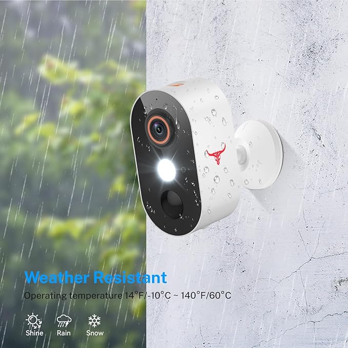 Wireless Outdoor Security Camera with Spotlights, Battery Powered, AI Human Detection, 2-Way Talk, Color Night Vision, Cloud Storage, 2.4G WiFi