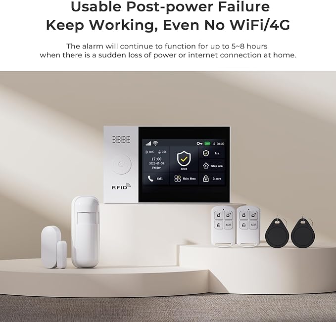 Home Security System Alarm System for Home Security Touch Screen WiFi Wireless Home Alarm 21 Piece Kit with Siren PIR Motion Sensor Remote Controls Security Systems for House