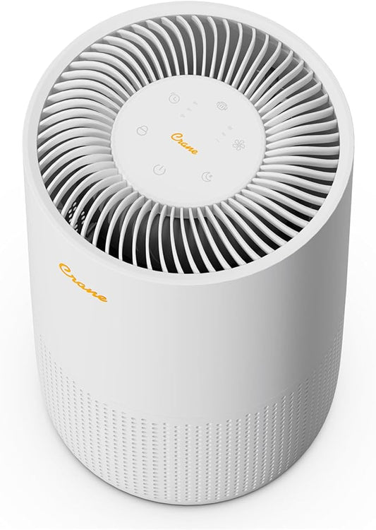 Crane True HEPA Air Purifiers for Home, Up To 300 Sq Ft, Air Purifiers For Bedroom, and Office, Removes Dust, Smoke, Pet Dander, and Allergens, Purifier HEPA with Sleep Timer, Child Lock, Filter Alert