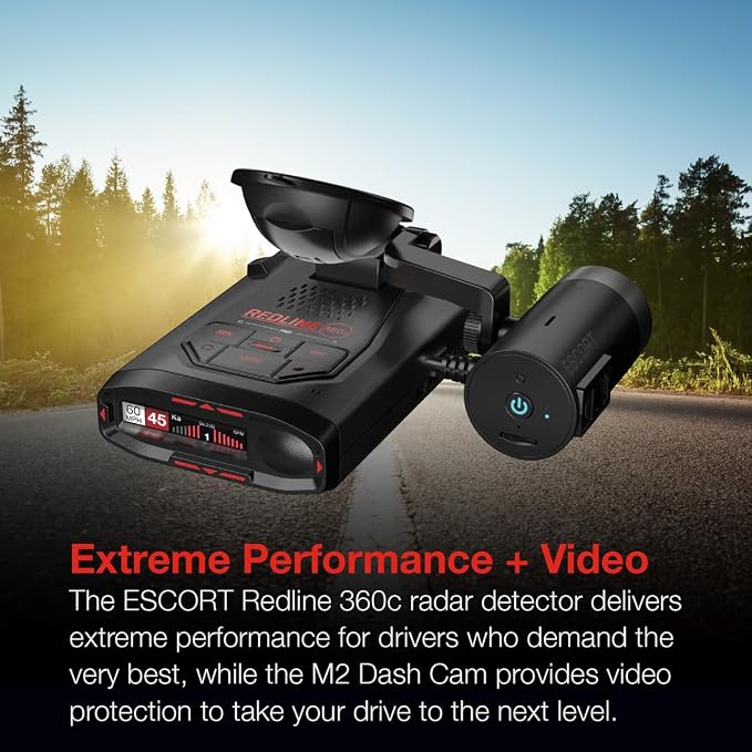 Escort Redline 360c Laser Radar Detector & Escort M2 Smart Dash Cam Bundle