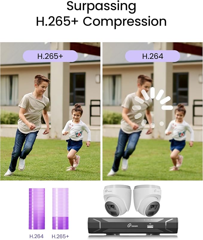Loocam CCTV Security Camera System PoE 4K 8CH NVR with 2TB Hard Drive | Two Way Audio Dome Cameras, AI Human Vehicle Detection, 100ft IR Night Vision, 24/7 Recording, IP66 Waterproof, Remote Access