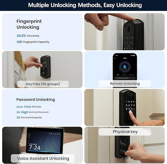 Video Smart Lock S398, 4-in-1 Camera + Video Doorbell + Fingerprint Keyless Door Lock + Indoor Display Monitor, Smart WiFi Deadbolt, App Remote Control, Easy Installation, Chime Included- 2026 Upgrade
