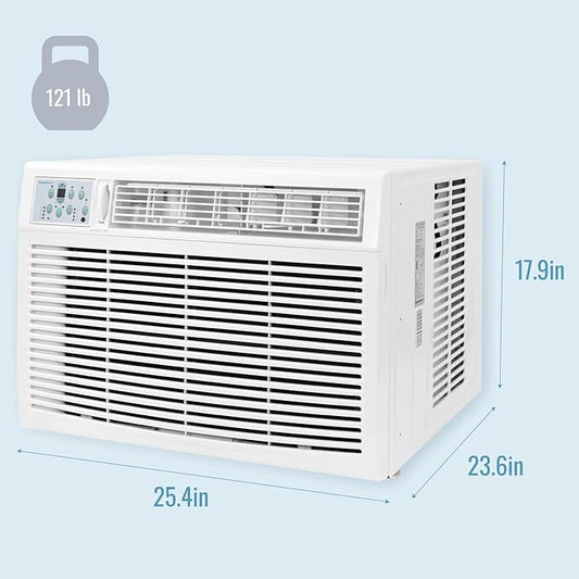 Keystone 23,200 BTU Window Air Conditioner with 16,000 BTU Supplemental Heat and Dehumidifier, 230V, Window AC for Large Rooms up to 1,500 Sq.Ft. with Smart Remote Control