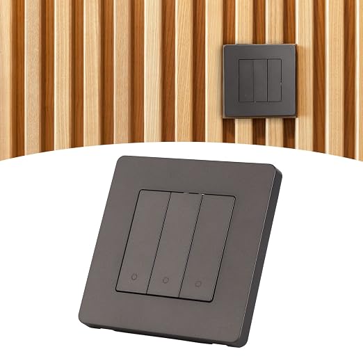 Jeanoko 3 Gang Smart Control Panel Compact Design Intelligent Switch for Home Automation System PVC Material (Gray)