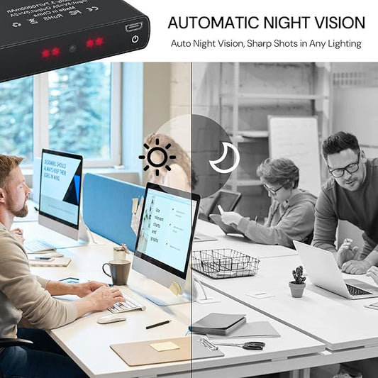Spy Camera Hidden Camera No WiFi Needed Nanny Cam Portable 20 Hours Continuous Mini Cameras for Home Security with Night Vision Motion Detection Gravity Sensor 1080P HD No Audio