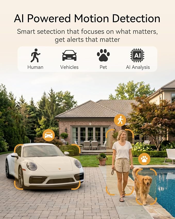 4MP Solar Security Cameras Wireless Outdoor, No Subscription