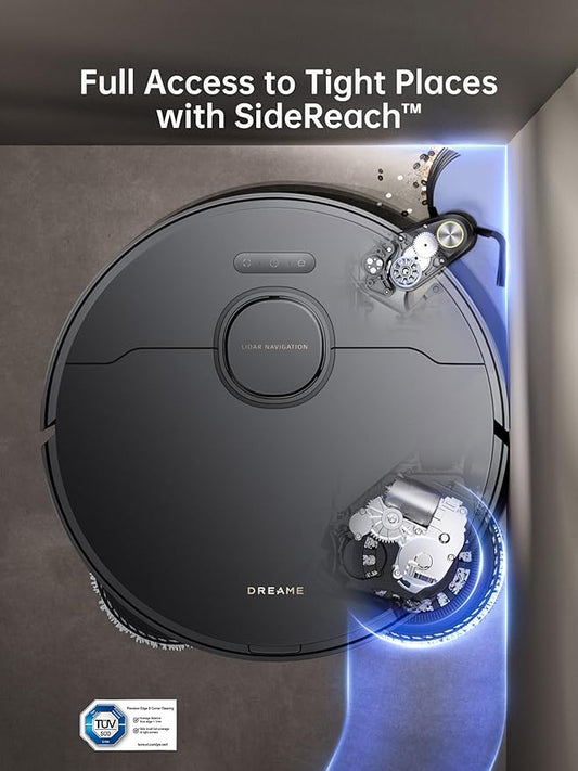 DREAME X40 Ultra Robot Vacuum and Mop Combo, 12,000Pa Powerful Suction, Side Brush Extend and Lifting, Mop Extend, Mops Raising and Removal, Washboard Self Cleaning and Mop Cleaning