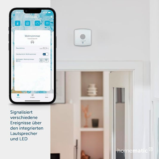 Homematic IP Combination signal transmitter | Smart Home, Audible/Visible, Wireless Doorbell Chime with Battery Operation, App Setting, 152348A0