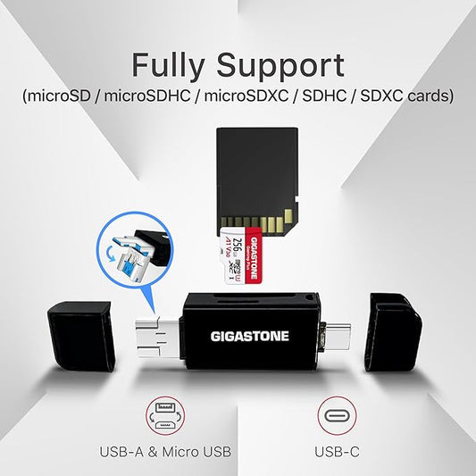 【for Switch 1 Only】 GIGASTONE 128GB Micro SD Card with USB C Card Reader, Gaming Plus, MicroSDXC Memory Card for Gaming Console, 4K Video Recording, UHS-I A1 U3 V30, up to 100MB/s, with Adapter