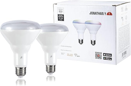eyely BLA2001A Smart BR30 Dimmable Light Bulb, Color Changing LED, No Hub Required, WiFi Remote App Control, Alexa, Google Home Assistant Compatible, Set of 2