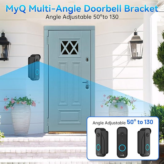 Power Adapter Kit for myQ Video Doorbell, 25FT/7.5M Weatherproof Charging Cable and Adjustable Swivel Doorbell Mount, Continuous Charging Your Doorbell, Compatible with Homes, Apartments - Black