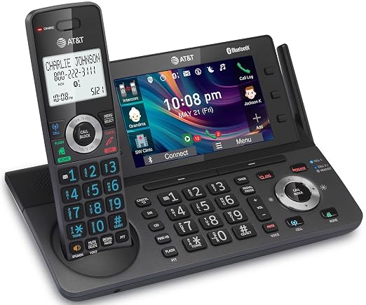 AT&T DECT 6.0 Cordless Home and Business Phone with Answering Machine, 5" Large Color Display, One-Touch Shortcut, Conference, Intercom, Smart Call Blocker, Bluetooth Connect to Cell: DLP73190