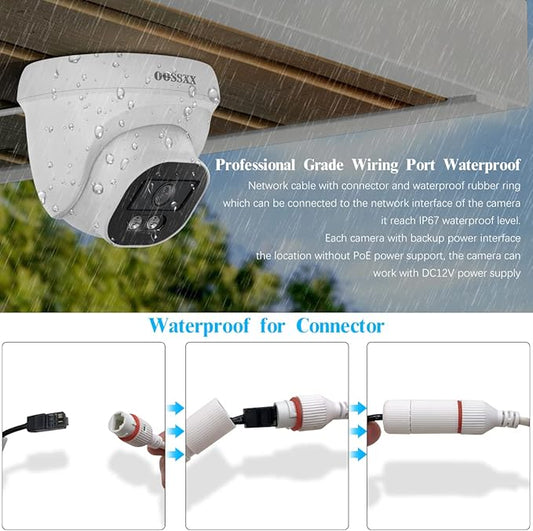 (2026 Update) 4K PoE Security Camera System, 4 Wired Dome Cameras Outdoor Indoor, 130° Wide Angle, 8CH NVR with 2TB HDD, Built-in Mic, Free App Remote Access, No Monthly Fee, 60 Days Recording