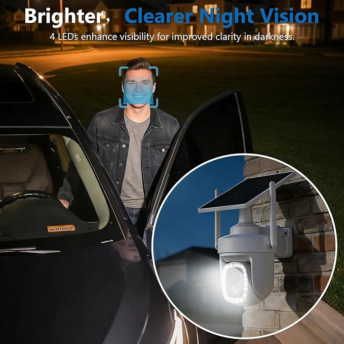 4K Solar Security Cameras Wireless Outdoor with Local Storage Base