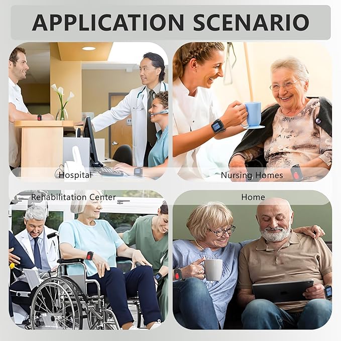 Wireless Caregiver Call Button Watch for Elderly at Home | Waterproof Wrist Wear Alert Button for Seniors | Long Range Emergency Wrist Alarm with Loud Sound for Family Nurse