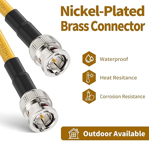 Superbat SDI Cable 3G/6G/12G SDI Cable 50ft (Belden 1694A Yellow) BNC Cable 75 ohm for Camera UHD 3G-SDI/6G-SDI/4K/8K Video Recoder Converter, Precision SDI Video Cable