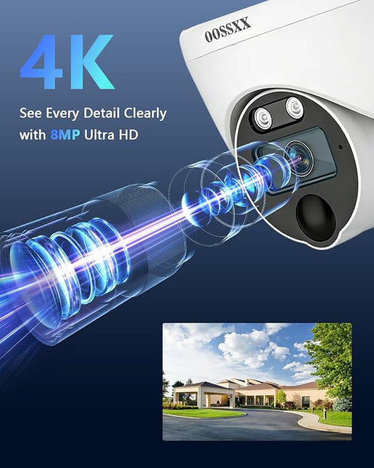 4K HD-Analog Wired Outdoor Security Camera System 4 Dome Cameras 500G HDD