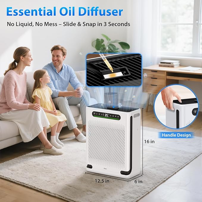 FreAire Air Purifiers for Home Large Room Up to 2600 Ft², HEPA Air Purifier with Washable Filter & Air Quality Display, Powerful Turbo Mode Air Cleaner for Pet Hair Odors Smoke Dust, HAP605