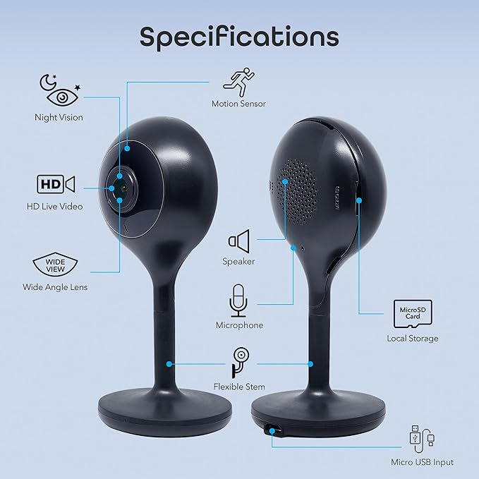 Geeni Look 1080p Indoor Security Camera – 1-Pack Full HD WiFi Indoor Camera with 2-Way Audio, Motion Detection, & Night Vision – Support for Alexa & Google Assistant