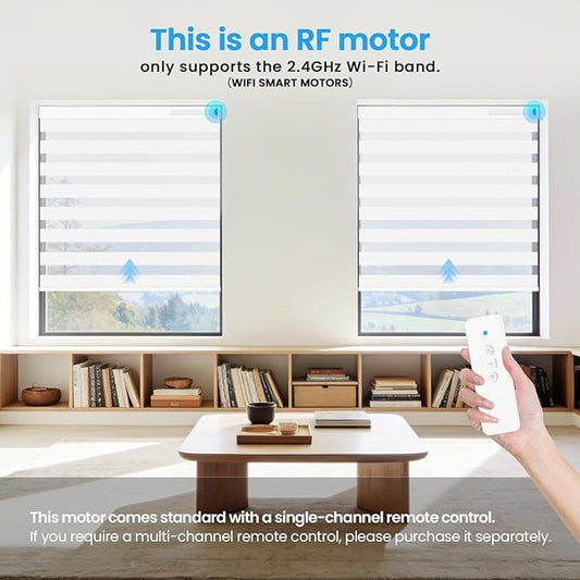 MING CHEN Smart Tubular Motors for 1.4"(36mm) 1.5"(38mm) Shade Tube Rechargeable Motorized Blinds Motor and RF Remote Control for Windows Shade Compatible with Alexa Google via HUB (2 Driver Crowns)