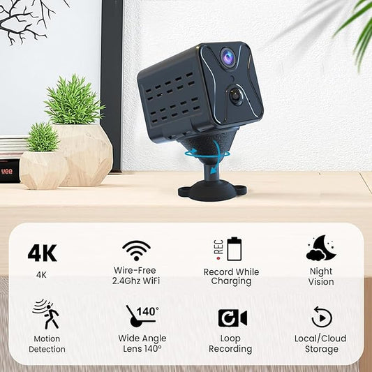 aidowocam Spy Camera Security Cameras Wireless Indoor, Camera for Home Security,4K AI Motion Detection,150 Days Standby Battery Life,WiFi Camera Night Vision and Cloud/SD Storage