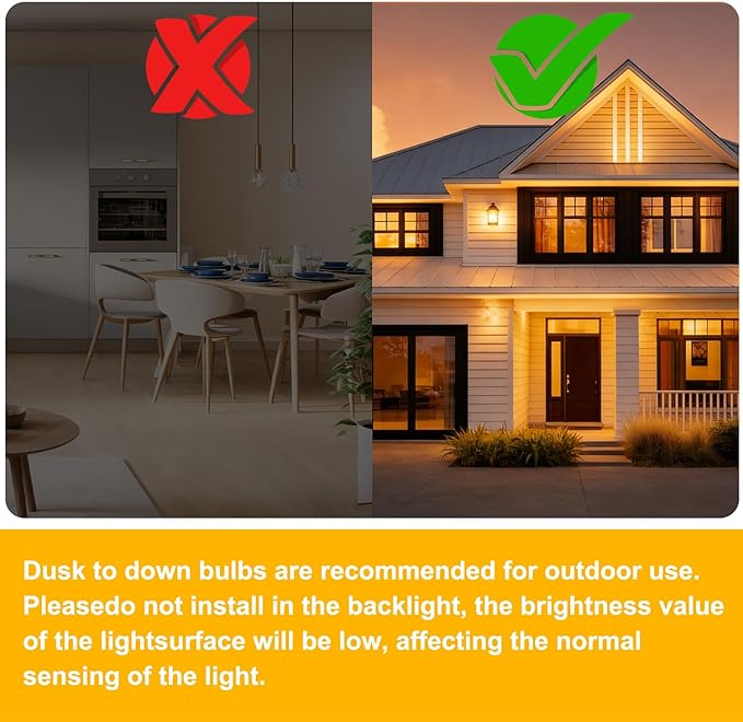 DAYBETTER 8 Pack A19 Dusk to Dawn Light Bulbs Outdoor, 60W Equivalent, Energy Efficient 9W, Light Sensor LED Light Bulb, Automatic on/Off Photocell Bulb for Porch Lighting, Soft White 2700K,E26 Base