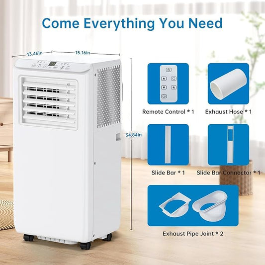 GarveeLife Portable Air Conditioner,10,000 BTU for Rooms up to 450 Sq.Ft., Smart Compact AC Unit with Cooling, Dehumidifier, Fan, Remote Control and Window Kit, White