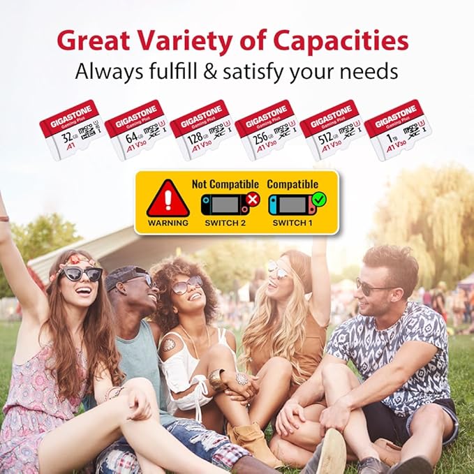 【for Switch 1 Only】 GIGASTONE 1TB Micro SD Card with USB C Card Reader, Gaming Plus, MicroSDXC Memory Card for Gaming Console, 4K Video Recording, UHS-I A1 U3 V30 C10, up to 150MB/s, with Adapter