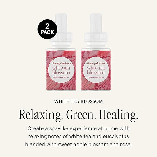 Pura & Tommy Bahama Home Scent Refill - Smart Home Air Diffuser - Premium Fragrance in Every Refill - Household Essential - Diffuser Fragrance - 2 Pack, White Tea Blossom