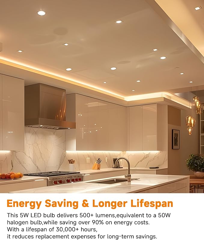 MR16 LED Bulbs Dimmable, 50W Halogen Replacement, 2700K Cozy Warm White, GU5.3 Bipin Base, 5W 12V Low Voltage Landscape Recessed Lighting Bulbs,6-Pack