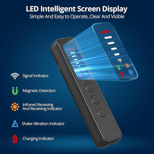 AI Hidden Camera Detector, Spy Camera Detectors – for Hotels, Travel, Home & Office: Portable RF Signal Scanner with 5-Level Sensitivity, AI-Powered Anti-Spy Device, GPS Tracker & Bug Detector