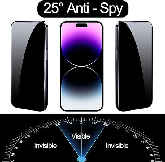 Tempered Glass Screen Protector for iPhone 14 Pro Max, Privacy and Anti-Spy, Bubble Free, 2 Pack, 6.7 inch Silver
