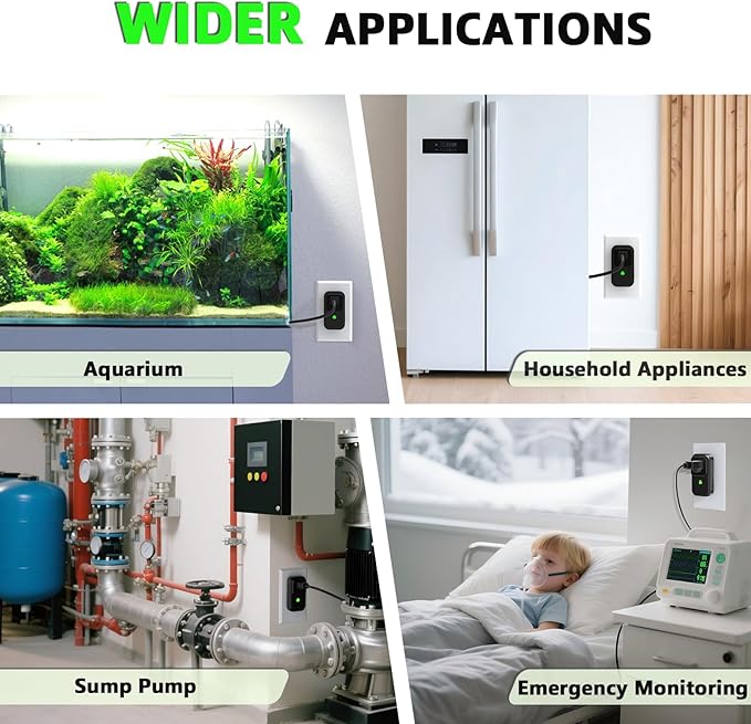 Power Failure Alarm WiFi, Freezer Power Outage Alarm with App Notifications & Loud 110dB & 3 Sirens, Smart Home Power Monitoring for GFCI Trips, Refrigerator, Sump Pumps, Aquarium