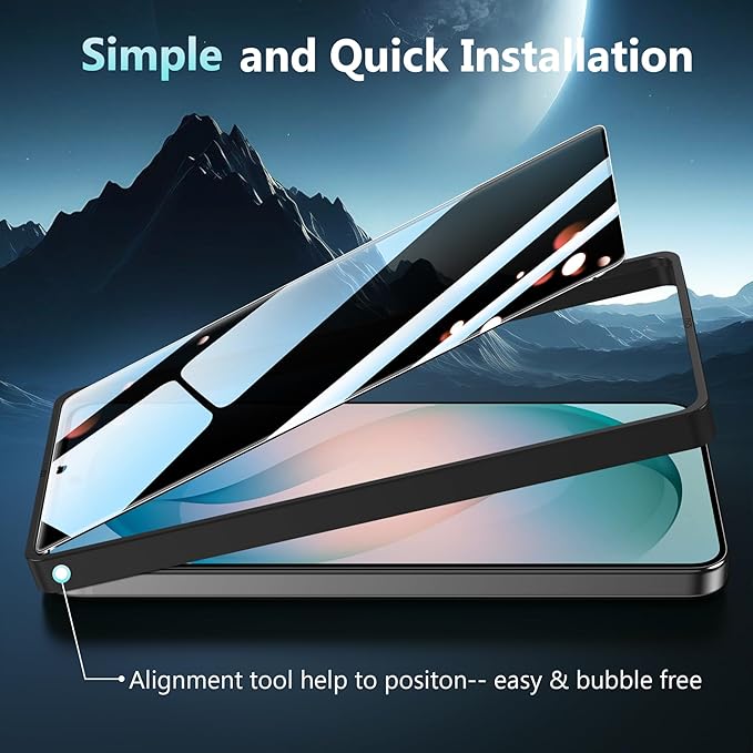 2 Pack for Samsung Galaxy S26 Plus Privacy Screen Protector Tempered Glass, Fingerprint Unlocking, 25° Anti Spy, Full Coverage, Case Friendly, Easy Installation