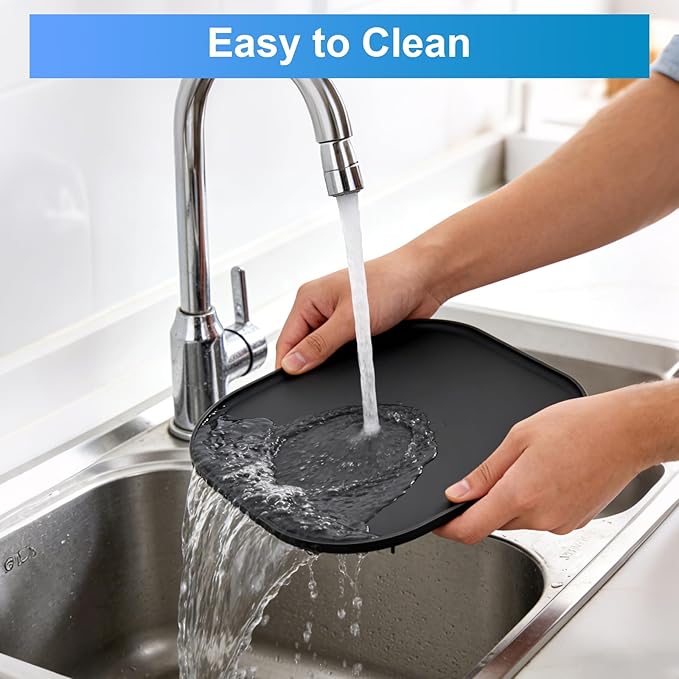 Silicone Humidifiers Drip Tray for LEVOIT, Dreo, ASAKUKI, Homvana Humidifiers, 10''x10'' Non-Slip & Leak-Proof Silicone Mat, Prevent Water Leakage and Protect Floor Surface (Black)