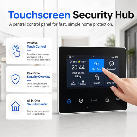 GEN 2 Wireless Home Security System, 16-Piece DIY Alarm Kit for House & Apartment, WiFi & 4G Touchscreen Hub, Door Sensors, Motion Detectors, App Alerts, 120dB Wired Siren, No Monthly Fee