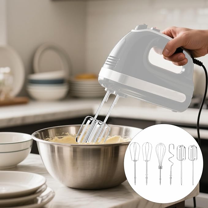 6pcs Hand Mixer Beaters Attachment for MX600B MX3200B MX600R MX1500W MX610B | Stainless Steel Hand Mixer Beaters Attachments Whisk Replacement for MX Series Electric Hand Mixers for Cooking and Baking