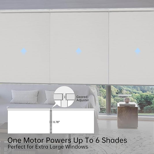 Motorized Coupled Shades, Blackout Smart Blinds for Large Windows Automatic Blinds Compatible with Alexa, Motorized Roller Shades Customized for Bedroom Home Office(Blackout-Vinyl Light Grey)