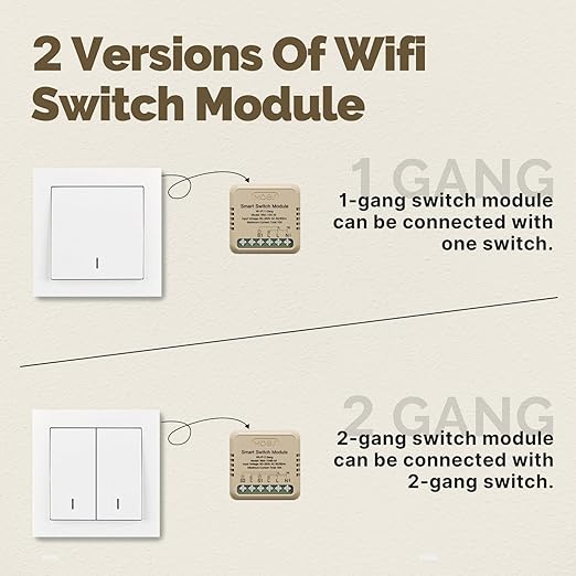 MOES WiFi Smart Relay, Work with Google Assistant & Alexa, Mini Smart Light Switch Module as Home Assistant, No Hub Required, Timer Relay 2 Gang 10A 1PC, Smart Life/Tuya